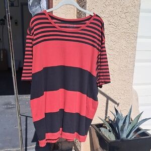 Rocawear Red and Black Striped Short Sleeve Tee